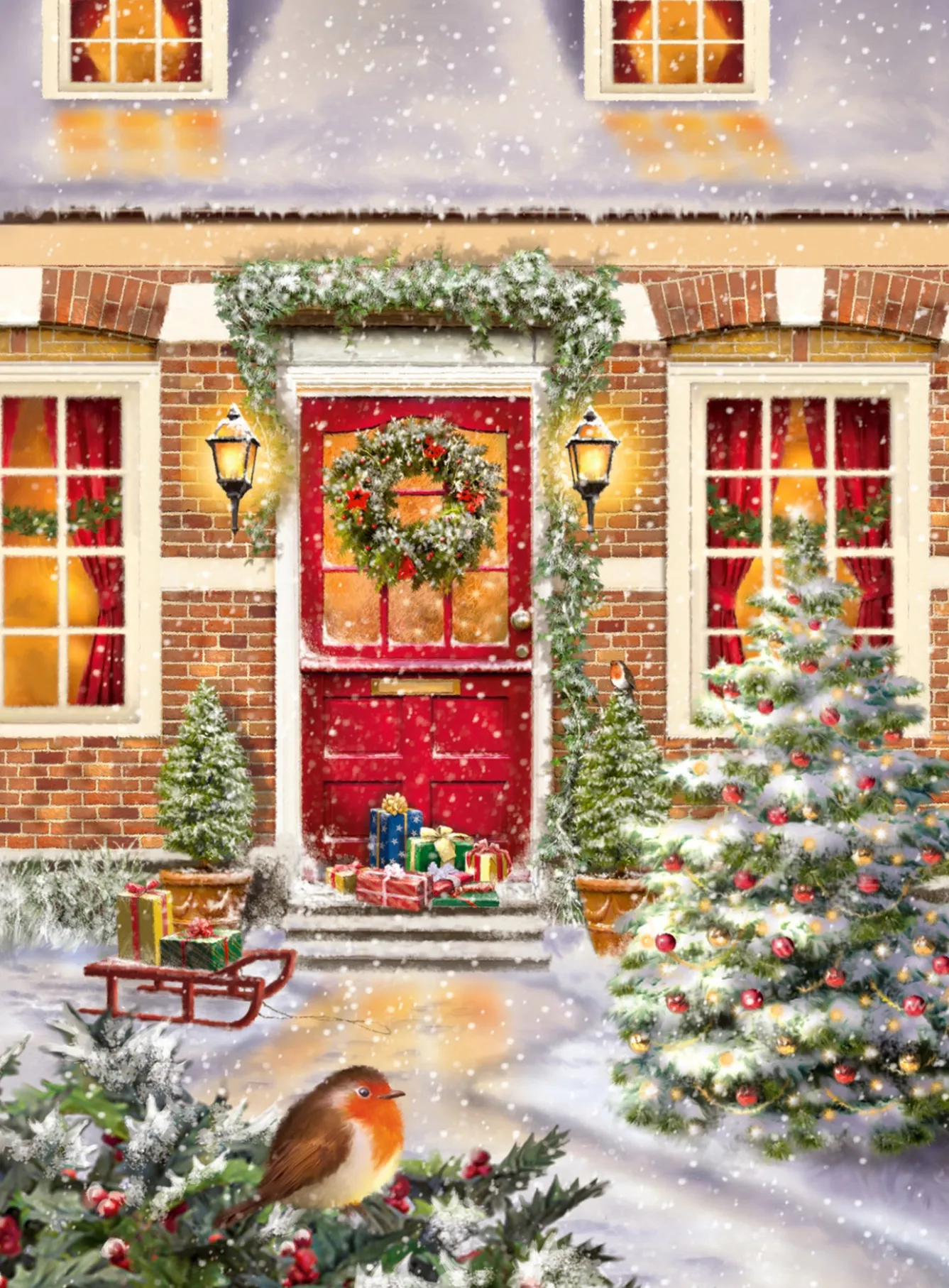 Alison Gardiner Snowy Village Advent Calendar Card- Christmas|Advent