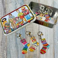 Emma Ball Socks Set of 6 Crochet Markers in a Pocket Tin- Crafts