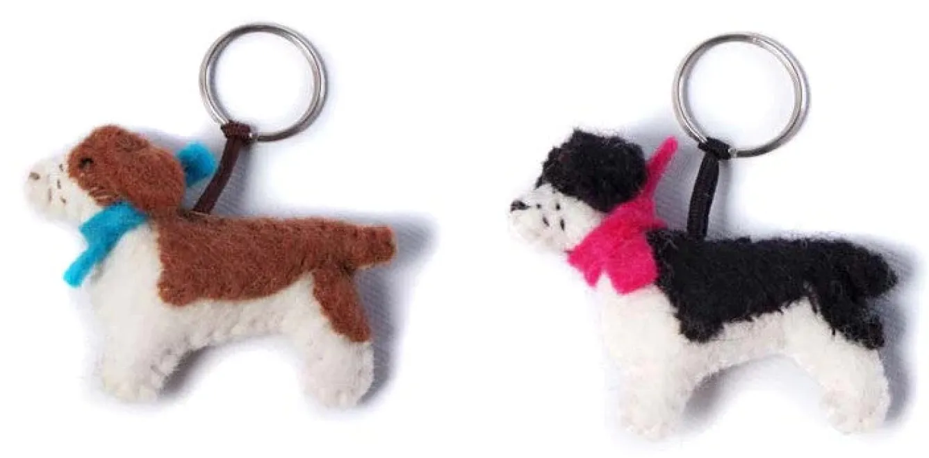 Amica Felt Spencer the Spaniel Key Ring - Blue- Key Chains