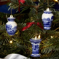 Spode Blue Italian Mini Urn Ornaments - Set of 3- Christmas Decorations