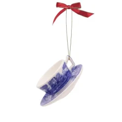 Spode Blue Italian 3 Piece Tea Set Ornaments- Christmas Decorations