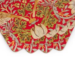 Spode Morris and Co Strawberry Thief Red Placemats - Set of 4- Placemats