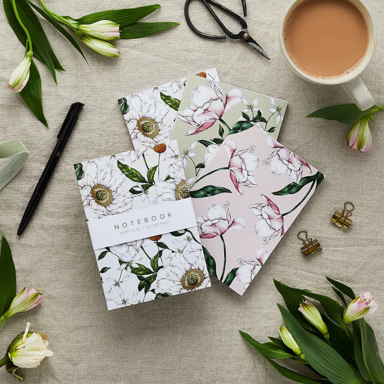 Catherine Lewis Spring Blossom - Set of 3 A6 Notebooks- Stationery