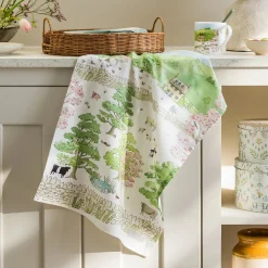 Sophie Allport Spring Cottage Scene Tea Towel- Tea|Tea Towels