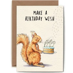Bewilderbeest Squirrel Birthday Wish Greetings Card- Greeting Cards