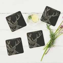 Selbrae Stag - Set of 4 Slate Coasters- Father's Day|Tea