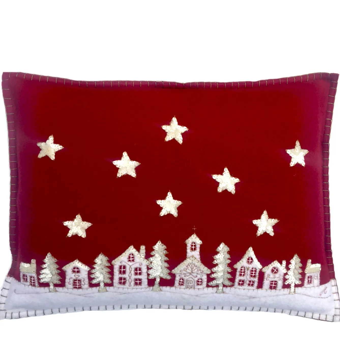 Jan Constantine Starry Night Pillow - Red- Seasonal Decor|Pillows & Throws