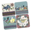 Emma Ball Stitched Birdies Coasters - Set of 4- Tea|Coasters