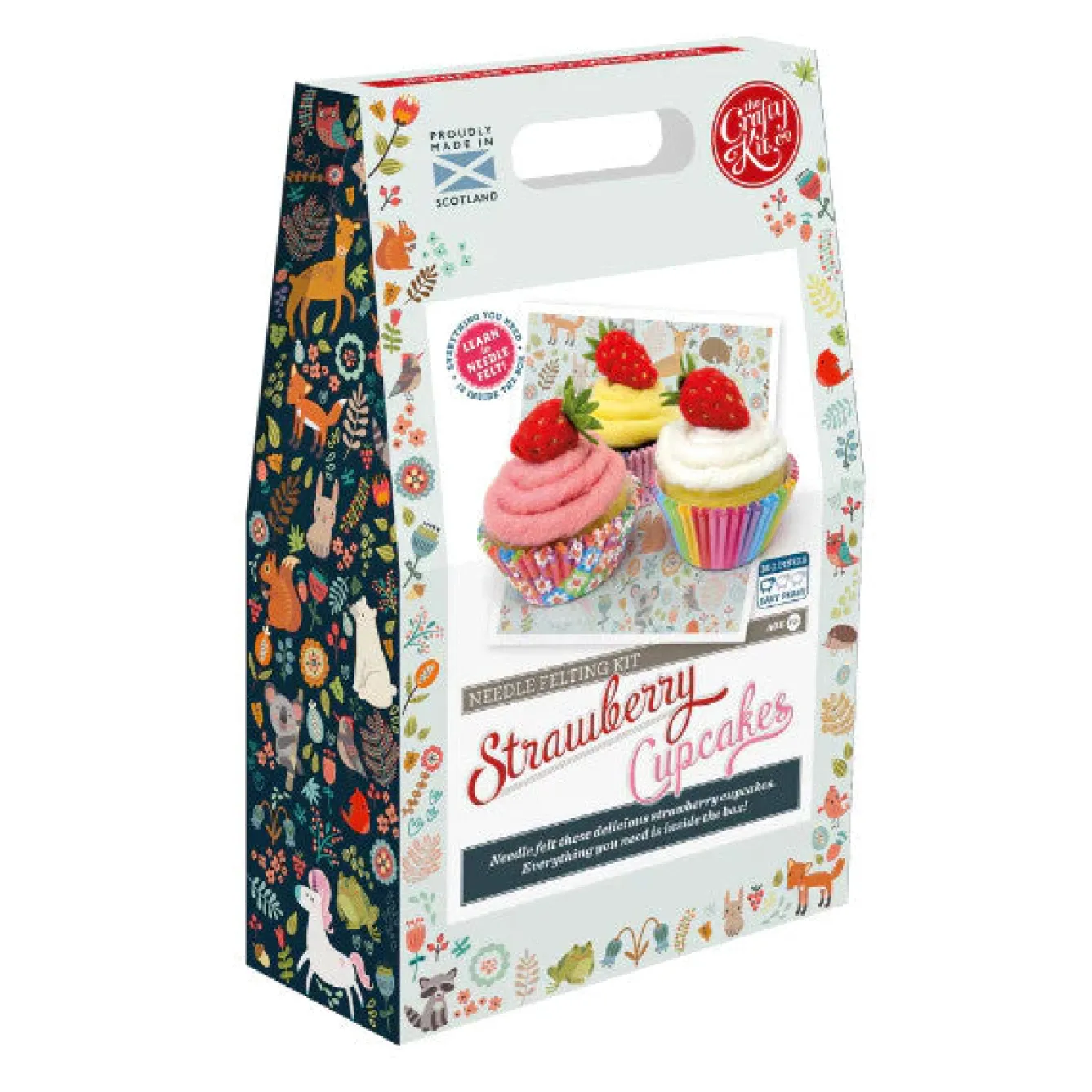 The Crafty Kit Co. Strawberry Cupcakes Needle Felting Craft Kit- Crafts|Children