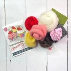 The Crafty Kit Co. Strawberry Cupcakes Needle Felting Craft Kit- Crafts|Children