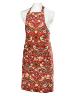 William Morris Strawberry Thief Red Cotton Apron- Aprons