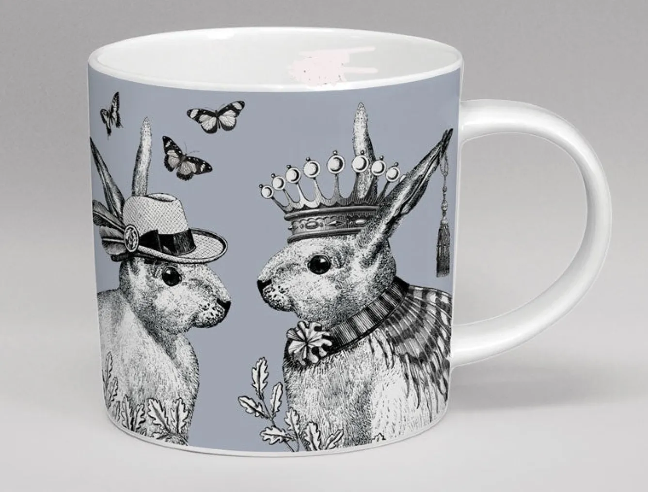 Repeat Repeat Sunday Best Rabbit Bone China Mug - Grey- Animals|Animals