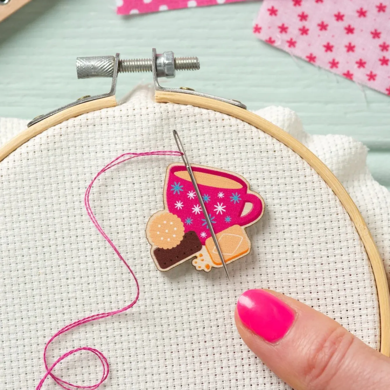 Hawthorn Handmade Tea & Biscuits Magnetic Needle Holder- Crafts