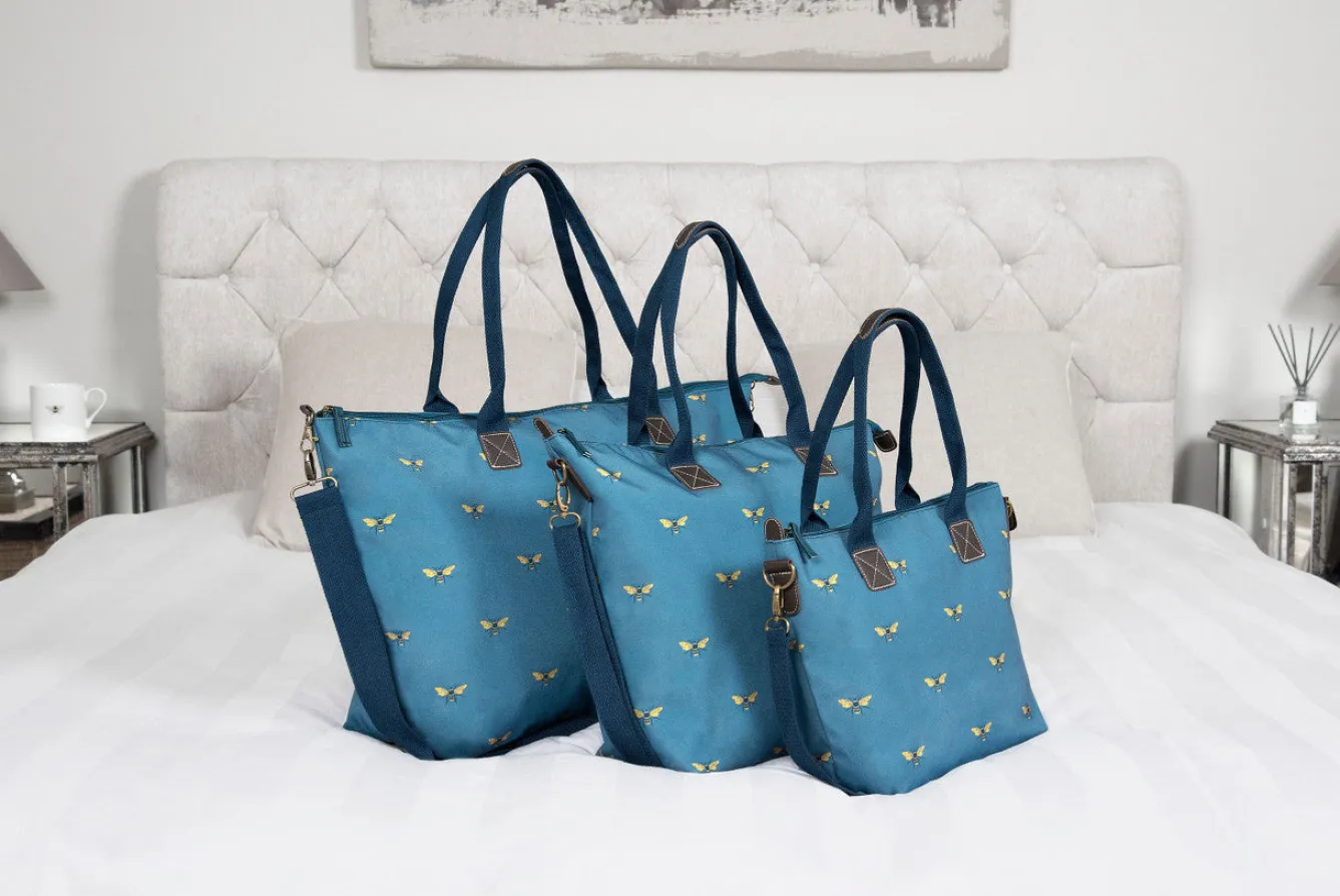 Sophie Allport Teal Bees Mini Oundle Bag- Bags