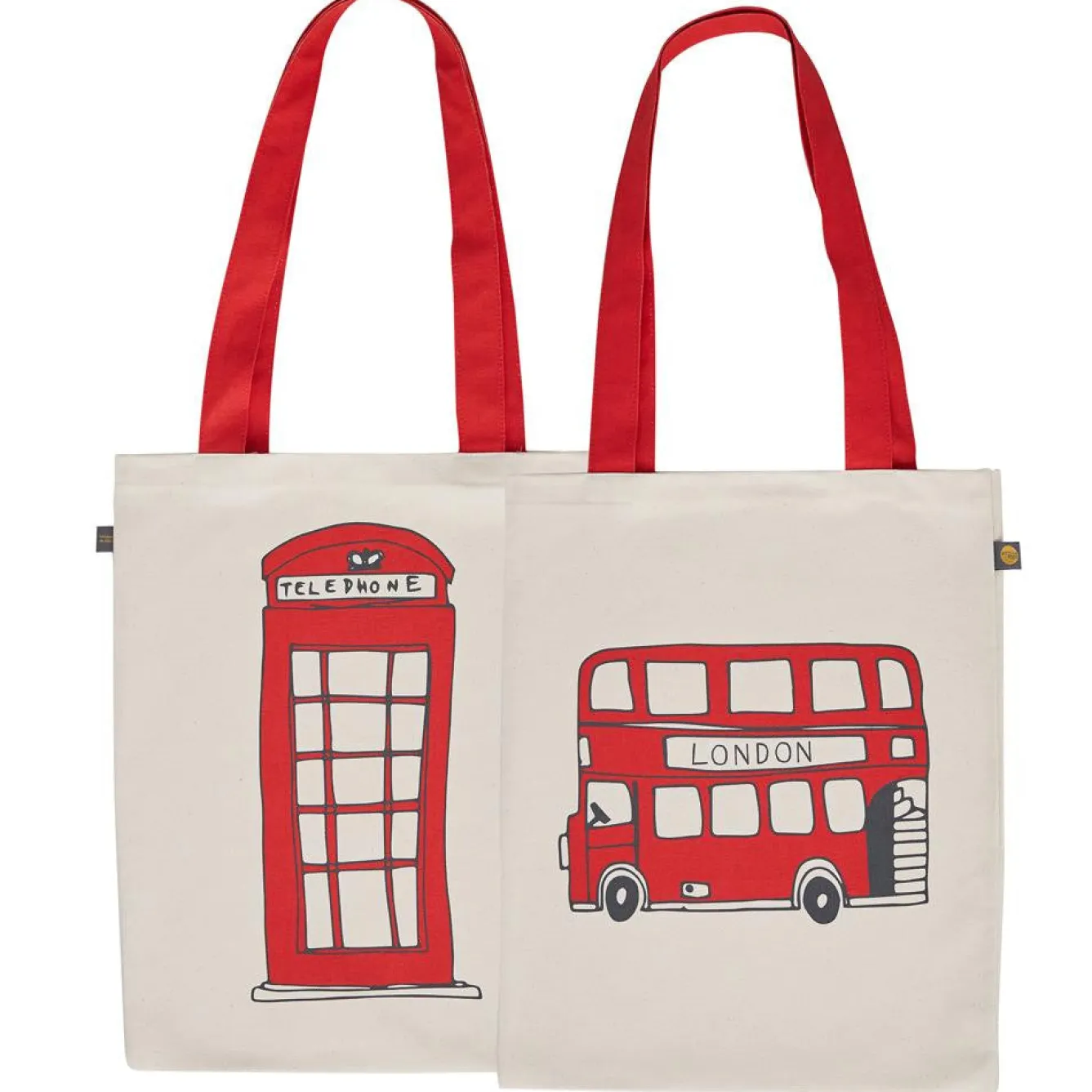 Victoria Eggs Telephone Box and London Bus Canvas Tote Bag- Bags