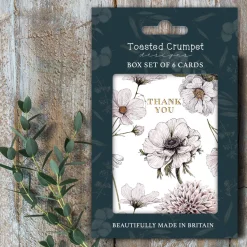 Toasted Crumpet Thank You (Blanc on White) Set of 6 Notecards- Stationery|Greeting Cards