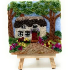 The Crafty Kit Co. Thatched Cottage Paint with Wool Needle Felting Kit- Crafts|Children