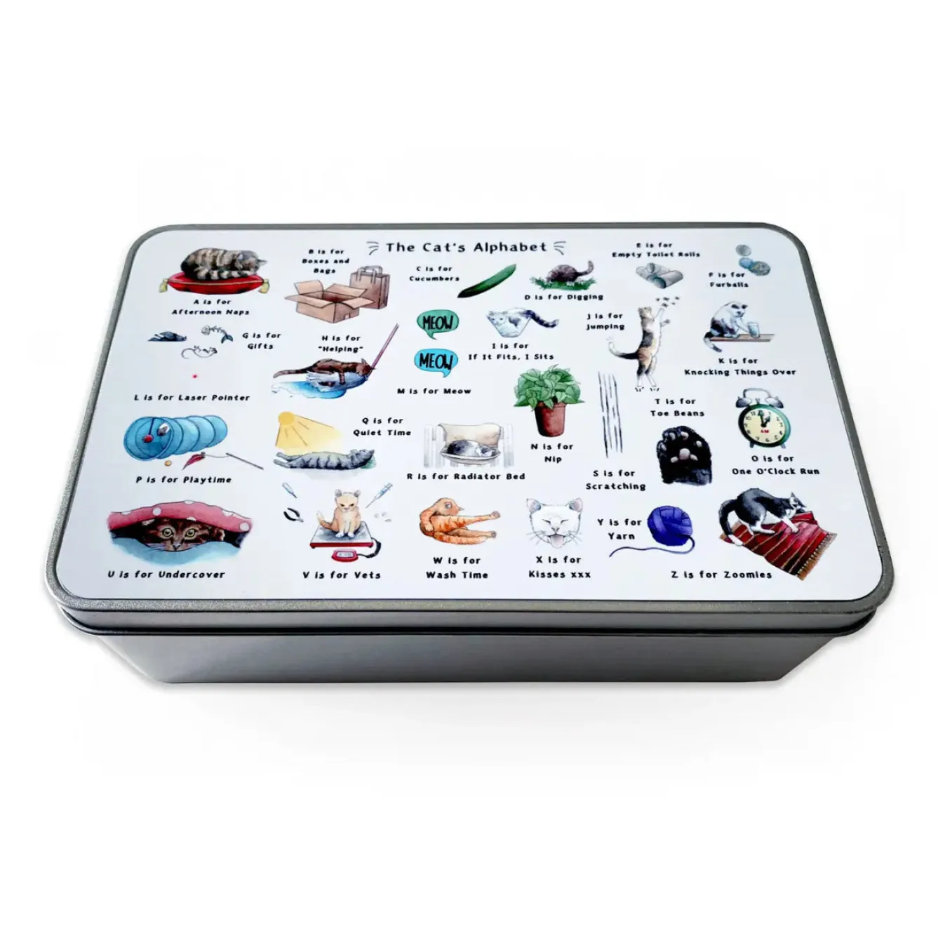 Yeti The Cat's Alphabet Storage Tin- Storage Caddies|Storage