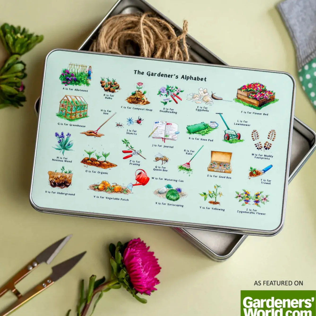 Yeti The Gardener's Alphabet Storage Tin- Storage Caddies|Storage