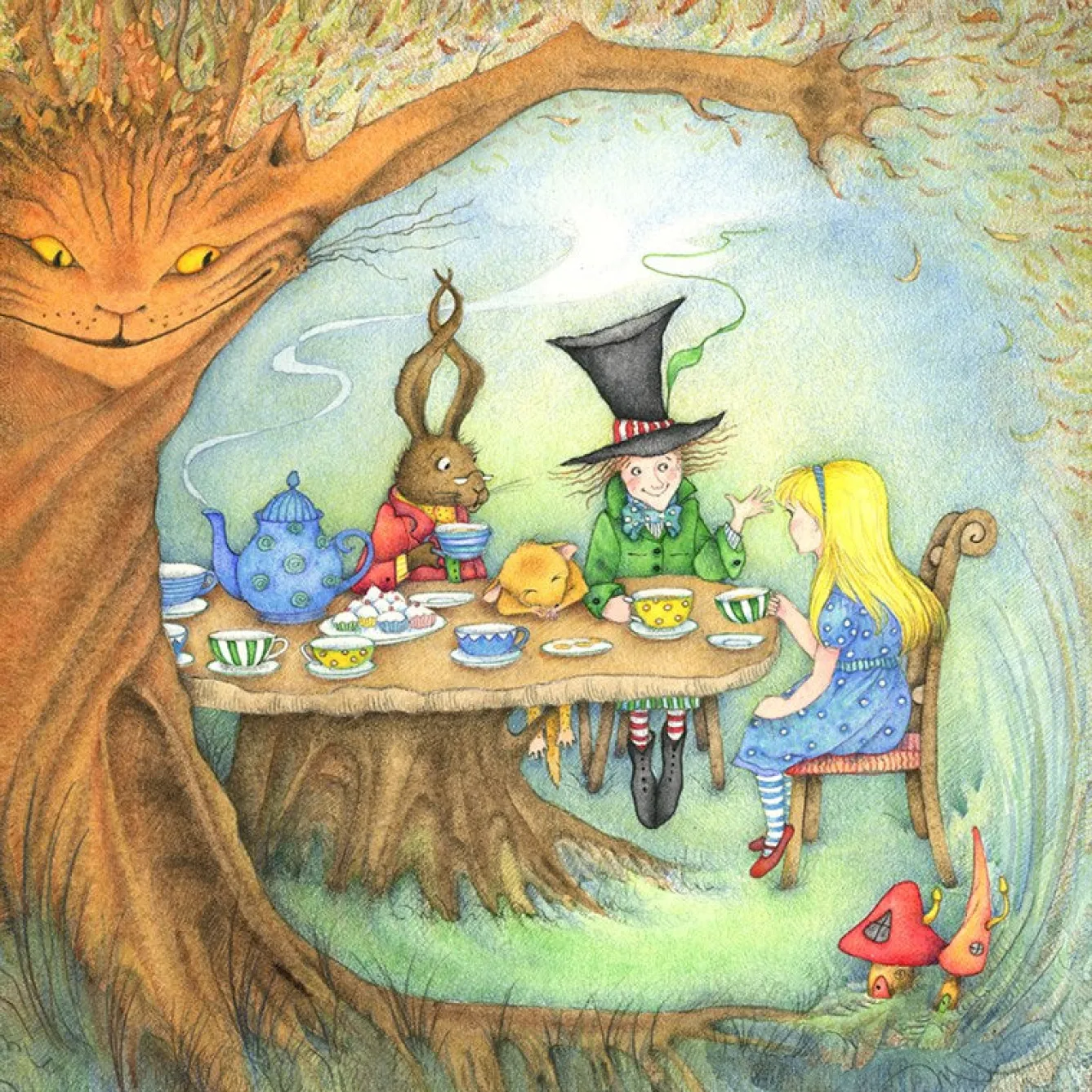 Moongazer Cards The Mad Hatter's Tea Party Greeting Card- Greeting Cards