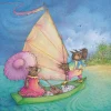 Moongazer Cards The Owl & the Pussy-Cat Boat Greetings Card- Greeting Cards