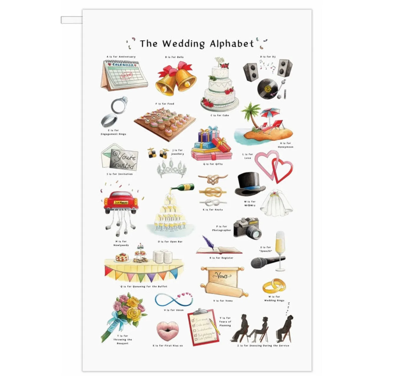 Yeti The Wedding Alphabet Tea Towel- Tea|Tea Towels