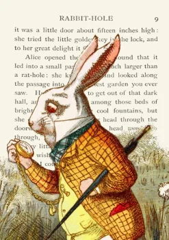 Madame Treacle The White Rabbit Alice In Wonderland Book Greetings Card- Greeting Cards