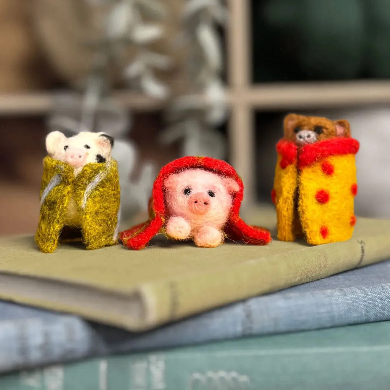 The Crafty Kit Co. Three Little Pigs in Blankets Needle Felting Kit- Crafts