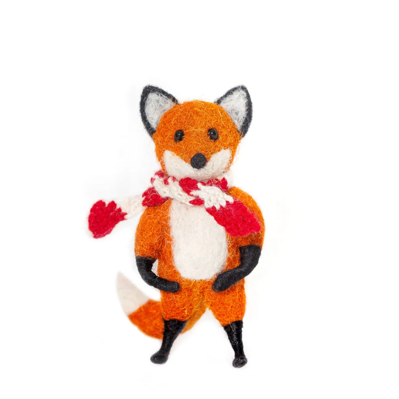 Sew Heart Felt Tod Fox Holding Wearing a Stripy Scarf Felt Decoration- Seasonal Decor|Children