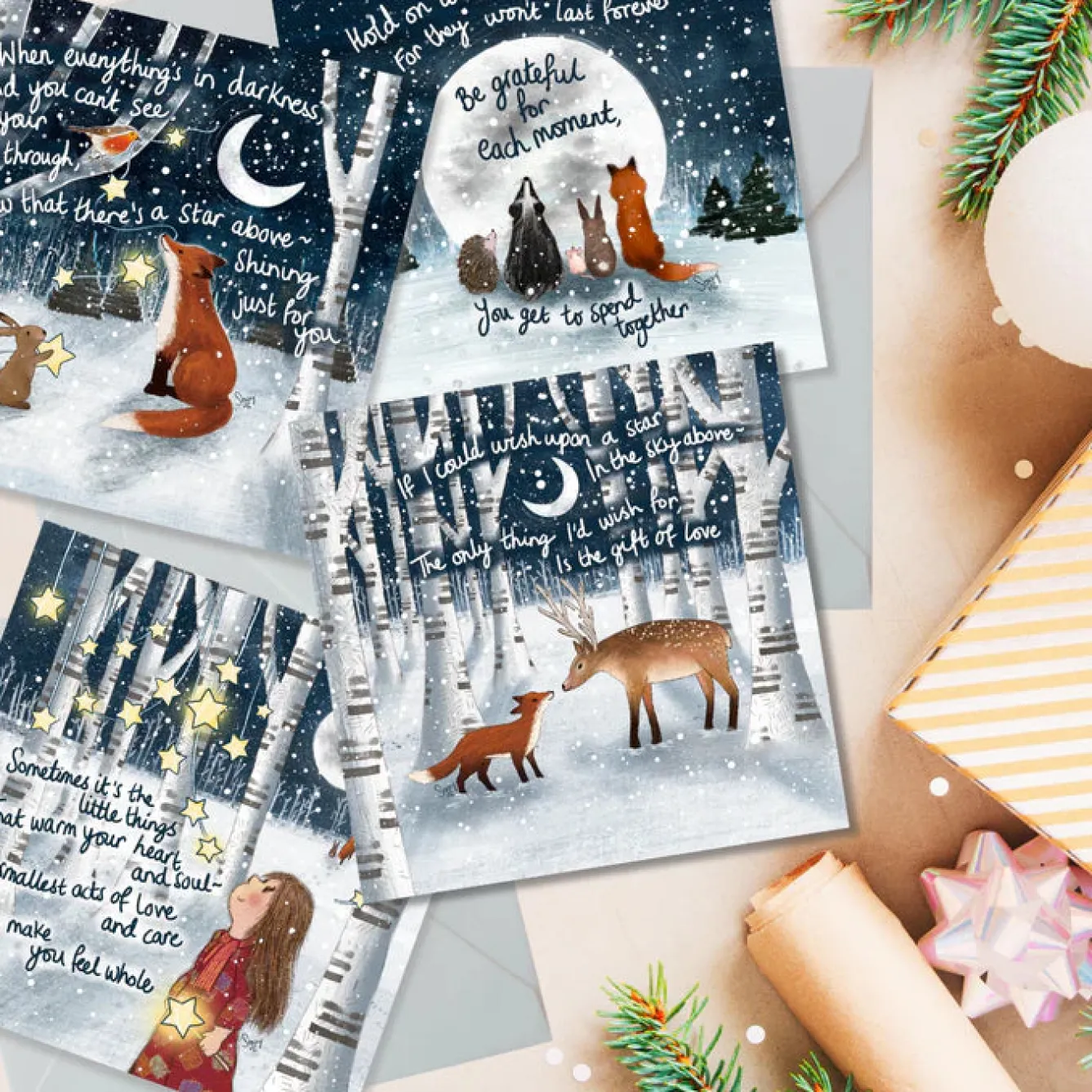 Fox Under The Moon 'Together' Greeting Card- Christmas Cards