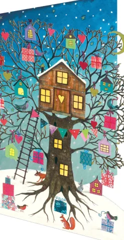 Roger La Borde Treehouse Blue Lasercut Christmas Card Kraft Box- Christmas Decorations|Christmas Cards