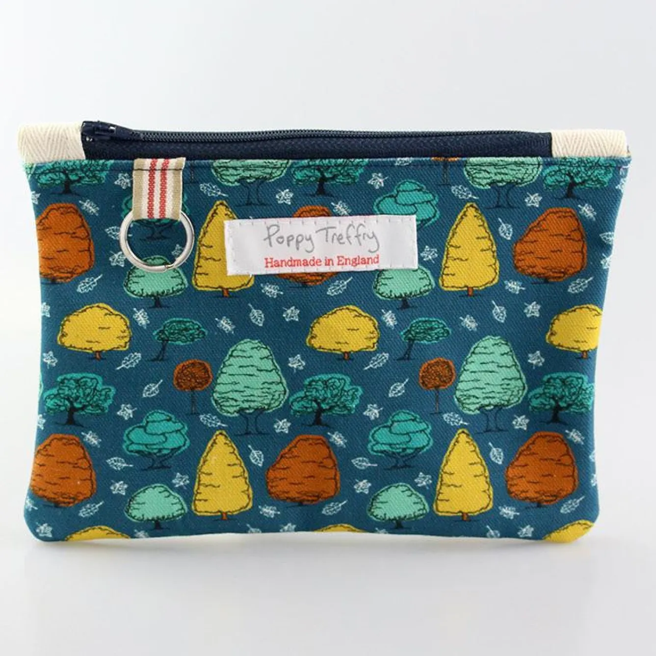 Poppy Treffry Trees Flat Zip Purse with Keyring- Storage|Key Chains