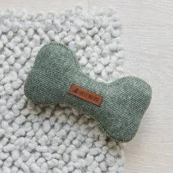 Sweet William Tweed Dog Bone Shaped Dog Toy - Green- Pets