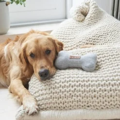 Sweet William Tweed Dog Bone Shaped Dog Toy - Grey- Pets