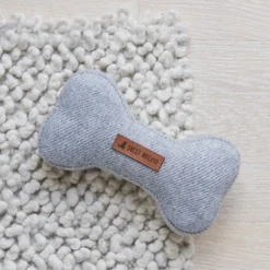 Sweet William Tweed Dog Bone Shaped Dog Toy - Grey- Pets
