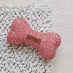 Sweet William Tweed Dog Bone Shaped Dog Toy - Orange- Pets