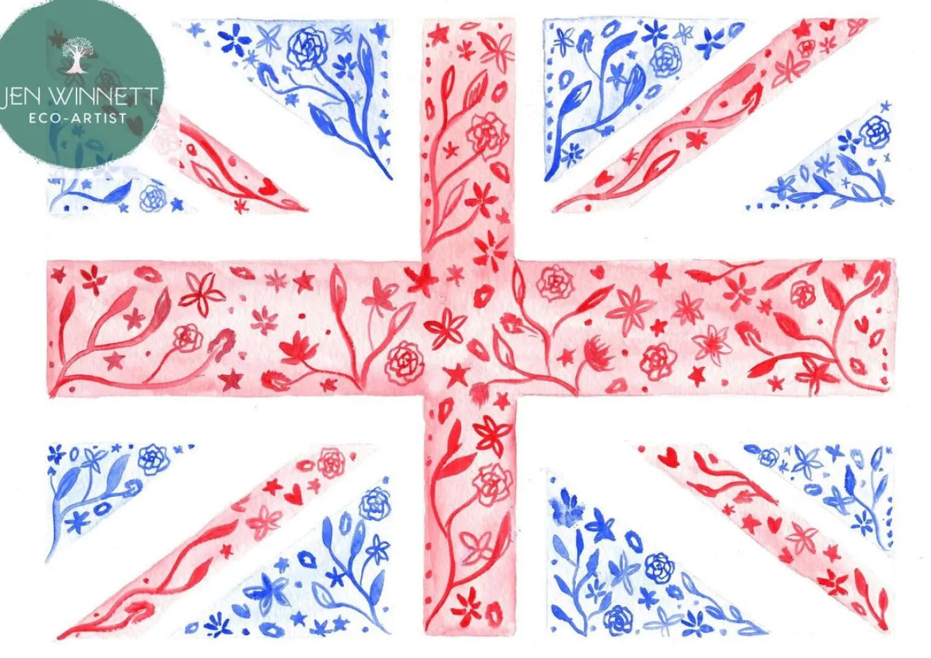 Jen Winnett UK Flag Signed Art Print- Art