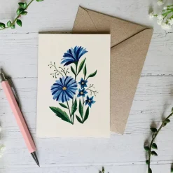 Becky Amelia Ultramarine Wildflowers Greeting Card- Greeting Cards