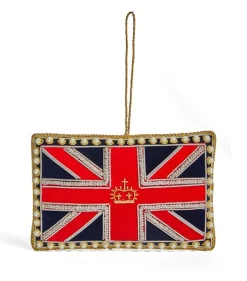 Tinker Tailor Union Jack Flag with Gold Crown Decoration by London- Christmas Decorations|Seasonal Decor