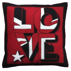 Jan Constantine Union Jack Love Pillow - Red- Pillows & Throws