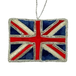 St. Nicolas Union Jack Sparkly Flag Decoration- Royal|Christmas Decorations
