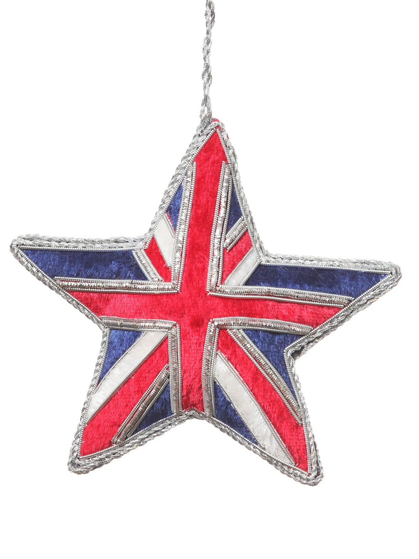 St. Nicolas Union Jack Sparkly Star Decoration- Christmas Decorations|Seasonal Decor