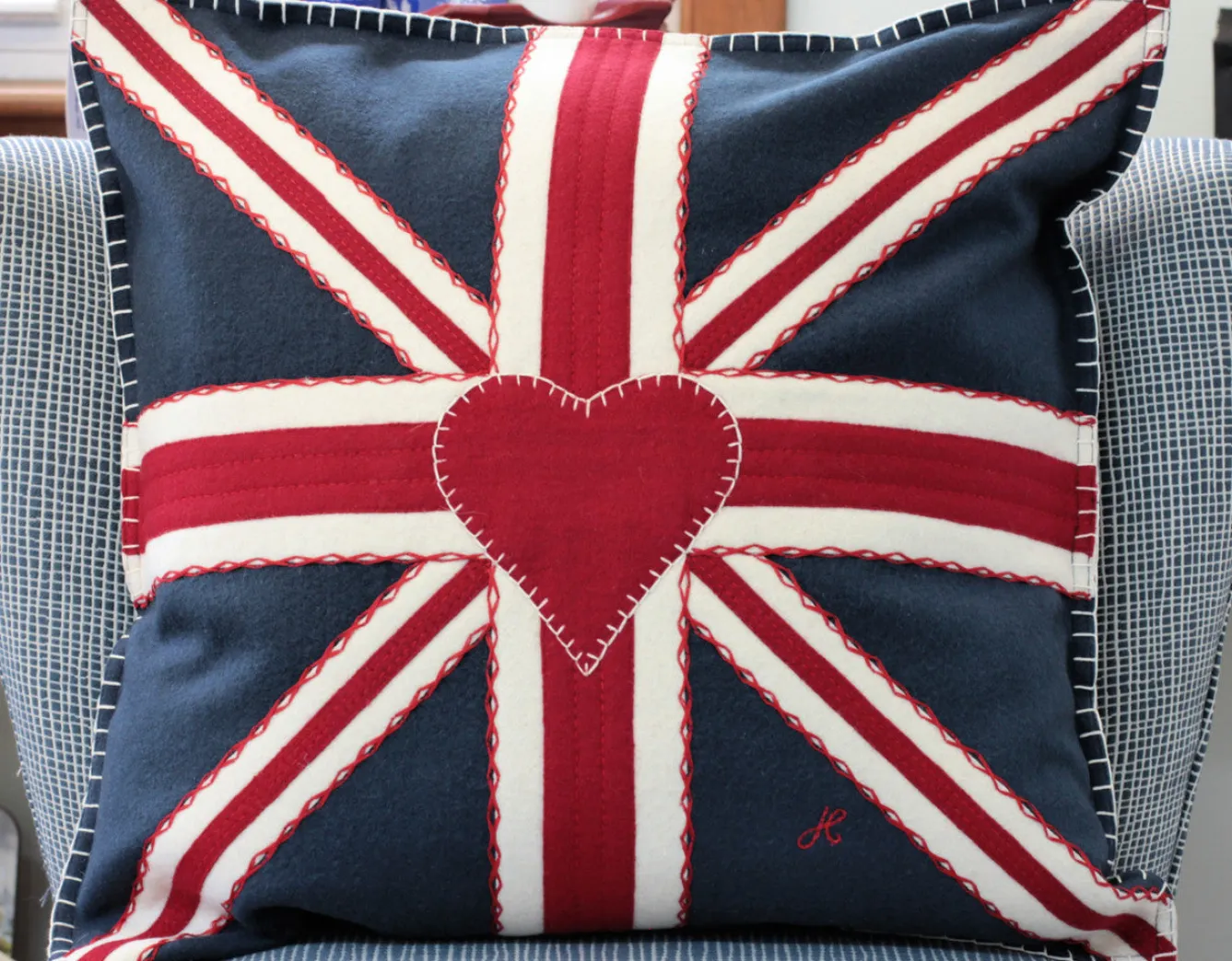 Jan Constantine Union Jack Square Pillow - Navy- Pillows & Throws