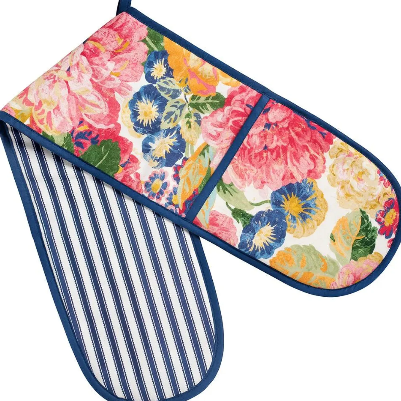 Sanderson Very Rose & Peony Double Oven Glove- Tea|Tea Towels
