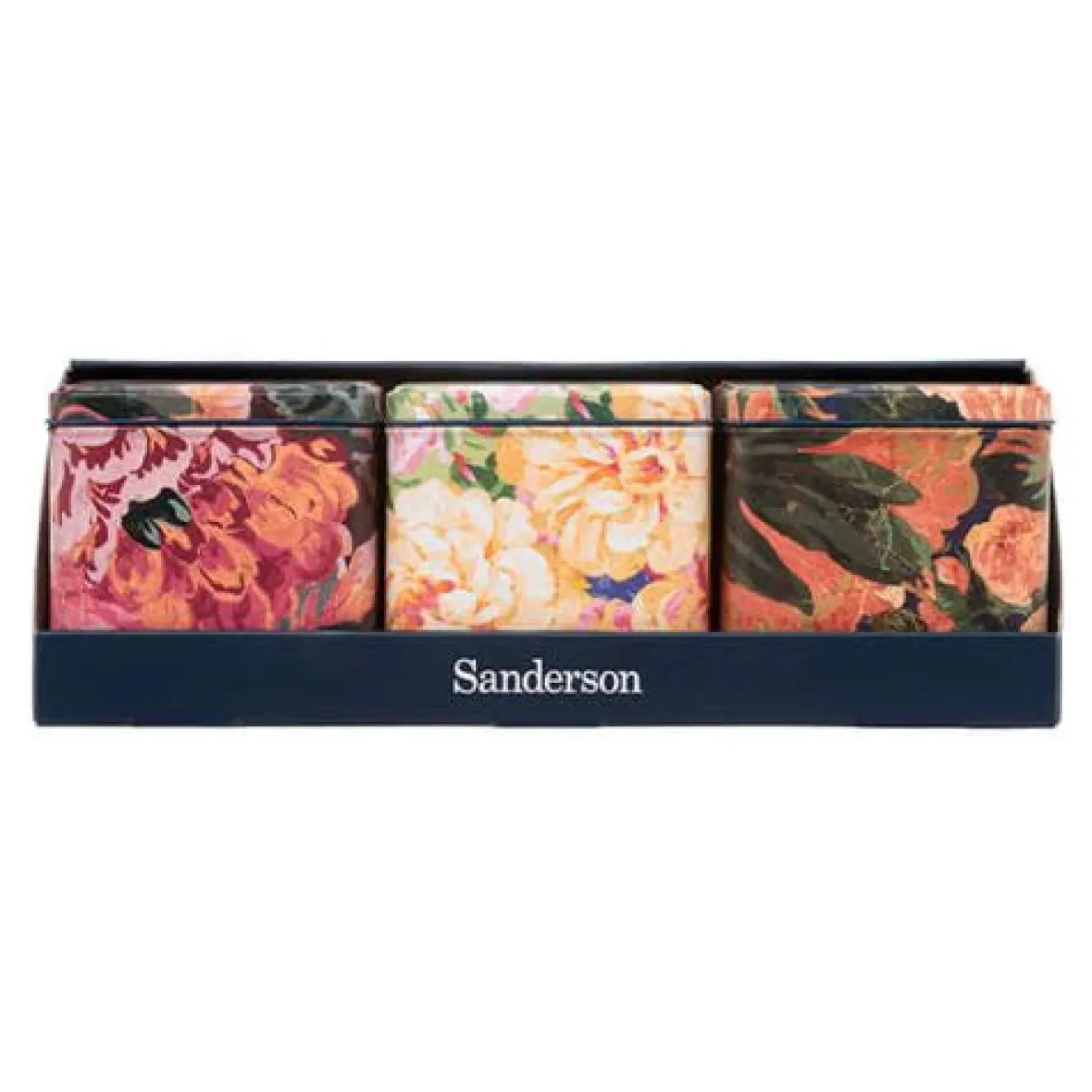 Sanderson Very Rose & Peony Set of 3 Square Caddies- Novelty|Flowers & Fruits