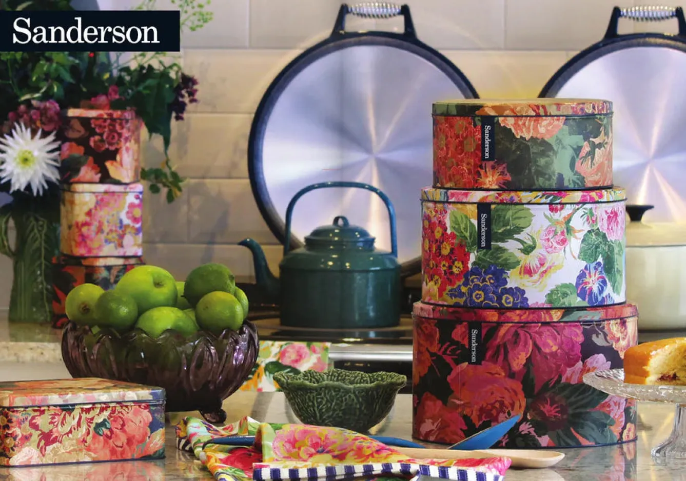 Sanderson Very Roses & Peony Biscuit Barrel- Storage Caddies|Storage