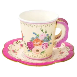 Talking Tables Vintage Paper Teacups and Saucers Set - 12 pack- Picnic|Tea