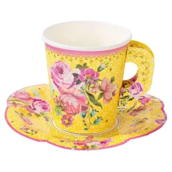 Talking Tables Vintage Paper Teacups and Saucers Set - 12 pack- Picnic|Tea