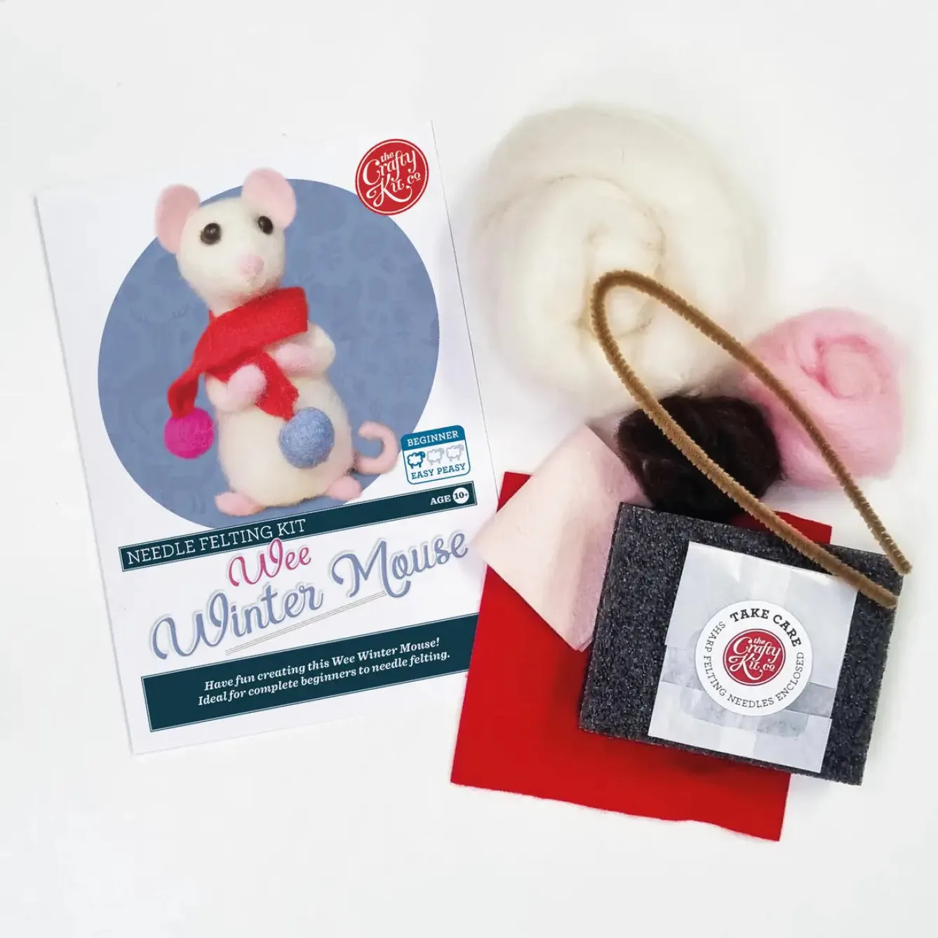 The Crafty Kit Co. Wee Winter Mouse Needle Felting Kit- Crafts