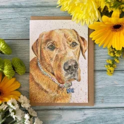Jen Winnett Wellie the Labrador Blank Greetings Eco Card- Greeting Cards